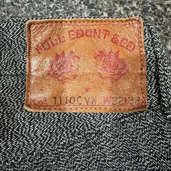 Full Count 1110- CVW Slim Straight Denim Selvedge 32 X 32 Black White Marbled - Picture 9 of 10